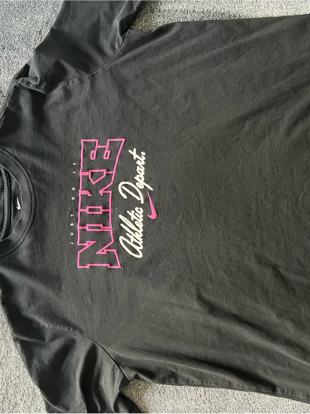 Nike Black Short Sleeve Tee with Pink and White Logo